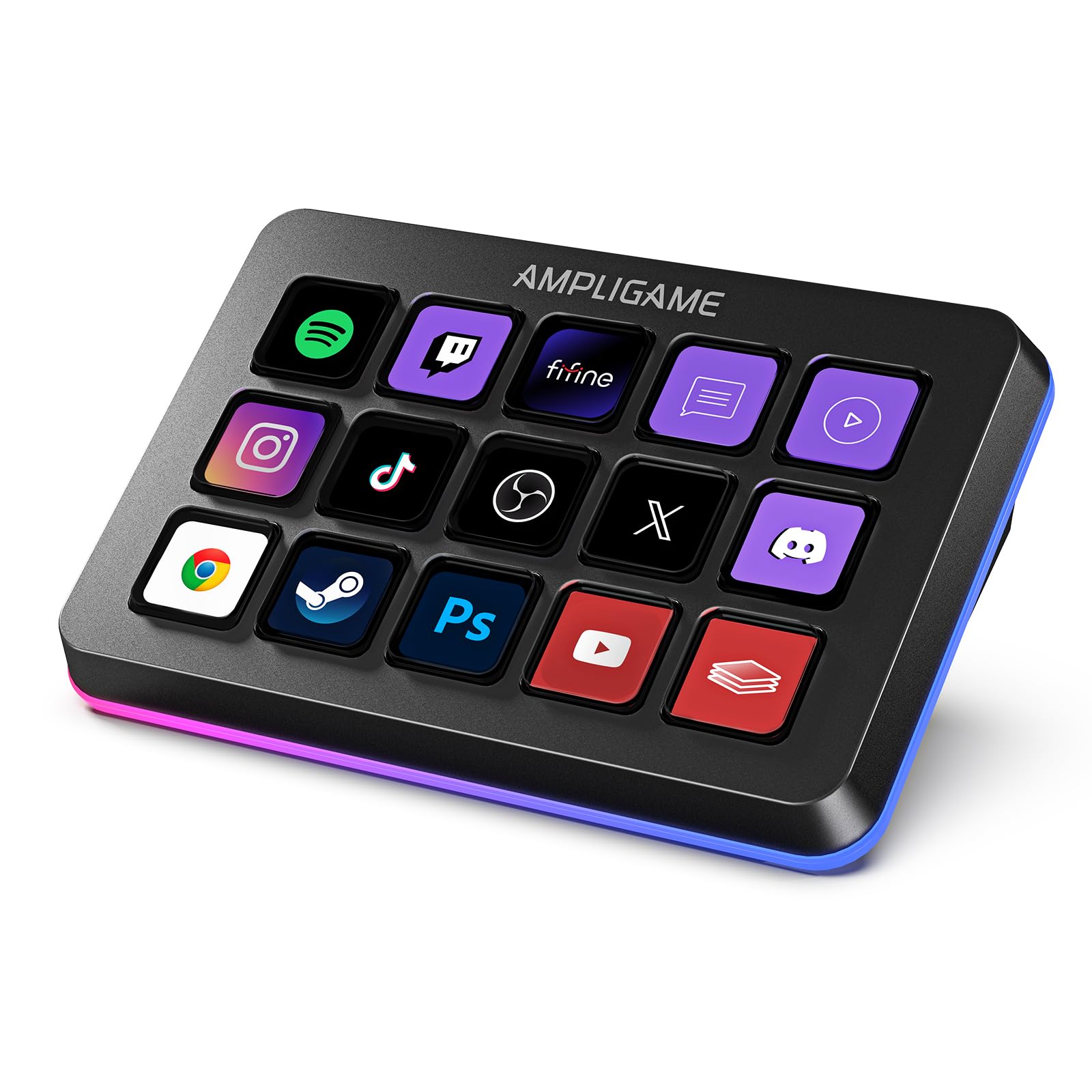 Photo 1 of Fifine AmpliGame Stream Controller with 15 Macro Keys, Streaming Keyboard with Trigger Actions in OBS/Twitch/YouTube/Streamlabs, Shortcut Buttons Keypad Works with Mac and PC-D6