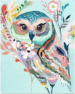 amazon com paint by numbers kit for adults beginner wise owl painting animals diy art and craft for home wall decor pre printed quality canvas 3 brushes 24 acrylic paints unique hobby