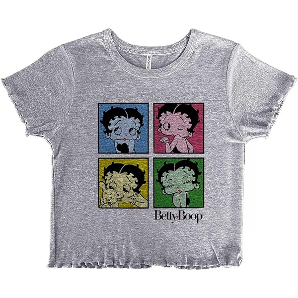 ベディ・ブープ Retro Betty Boop Cartoon Character Juniors Lettuce Trim Crop