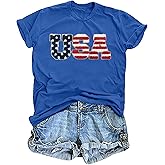 VVNTY USA Shirts Women: Red White and Blue T Shirt Sparkly American Flag Tshirt Patriotic 4th of July Outfits