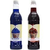 Concession Essentials Snow Cone Syrup (25 Fl Oz)- Pack of 2 - Cherry &amp; Blue Raspberry