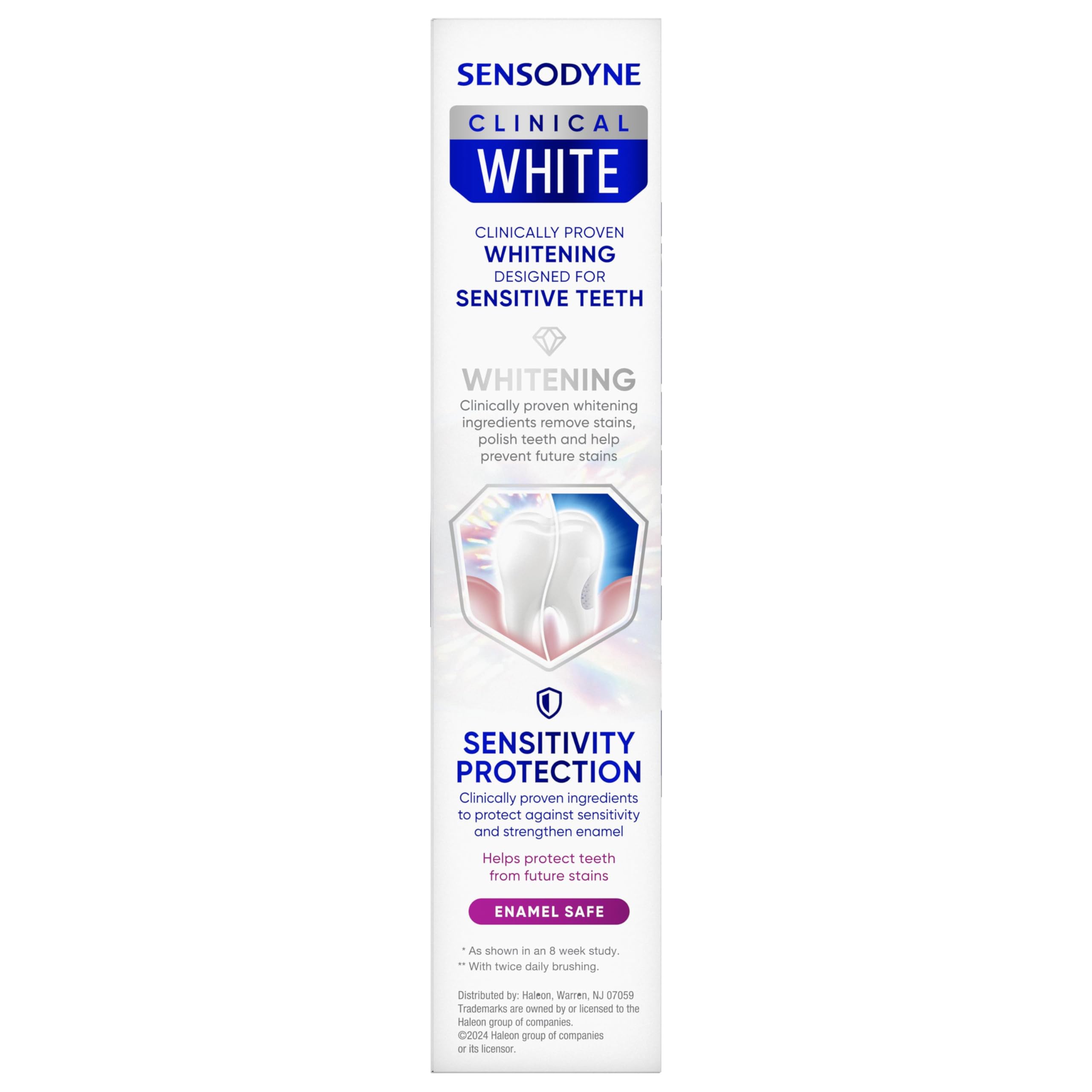 Sensodyne Clinical White Toothpaste Clinically Proven Whitening for Sensitive Teeth, Stain Protector, 3.4 oz x 3