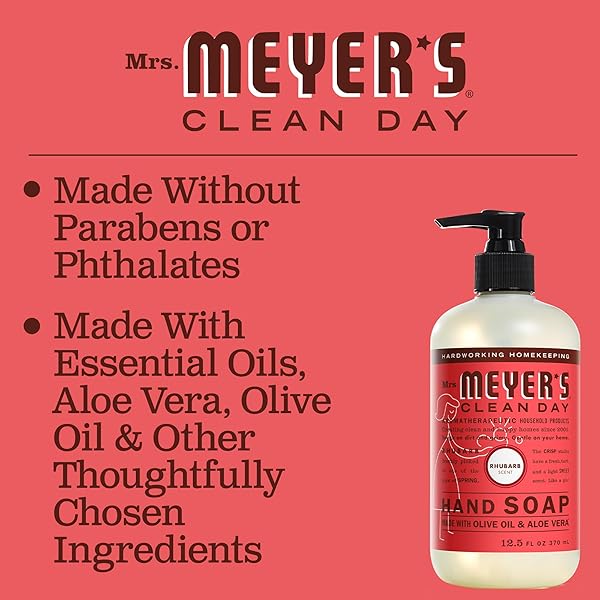 MRS. MEYER’S CLEAN DAY HAND SOAP, MADE WITH ESSENTIAL OILS, RHUBARB 12.5 FL OZ (PACK OF 6)