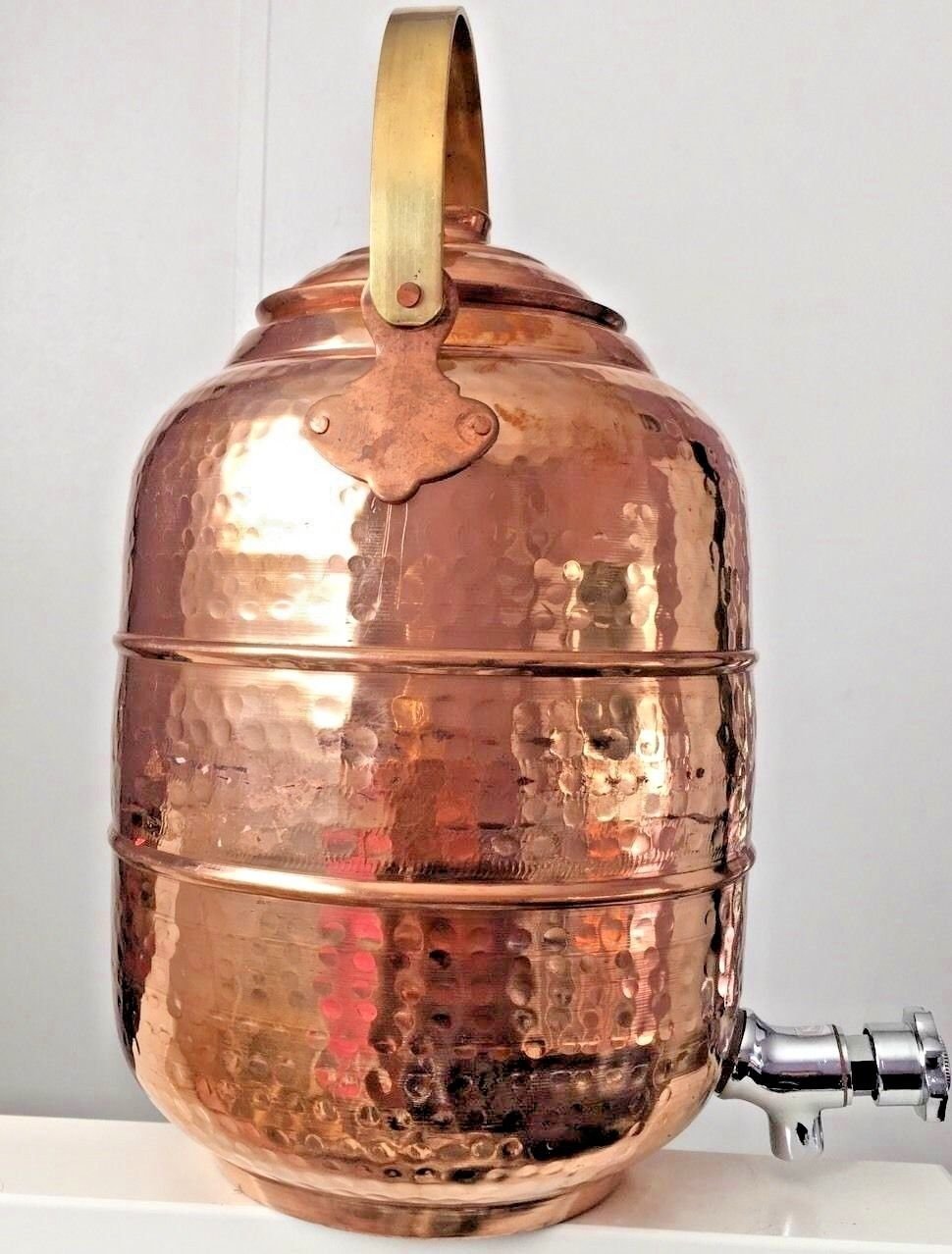 Copper Water Dispenser 1.7 gal 6.5 Ltr 218 oz Pot Storage Tank With Tap