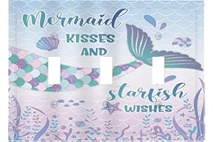 WPSHIJIA Mermaid Tail Girls Colorful Sea Ocean Animal Scale 3 Gang Light Switch Covers Decorative Unique Triple Toggle Wall Plate Electrical Faceplate Switchplate for Nursery Kidroom Bedroom Home Decor