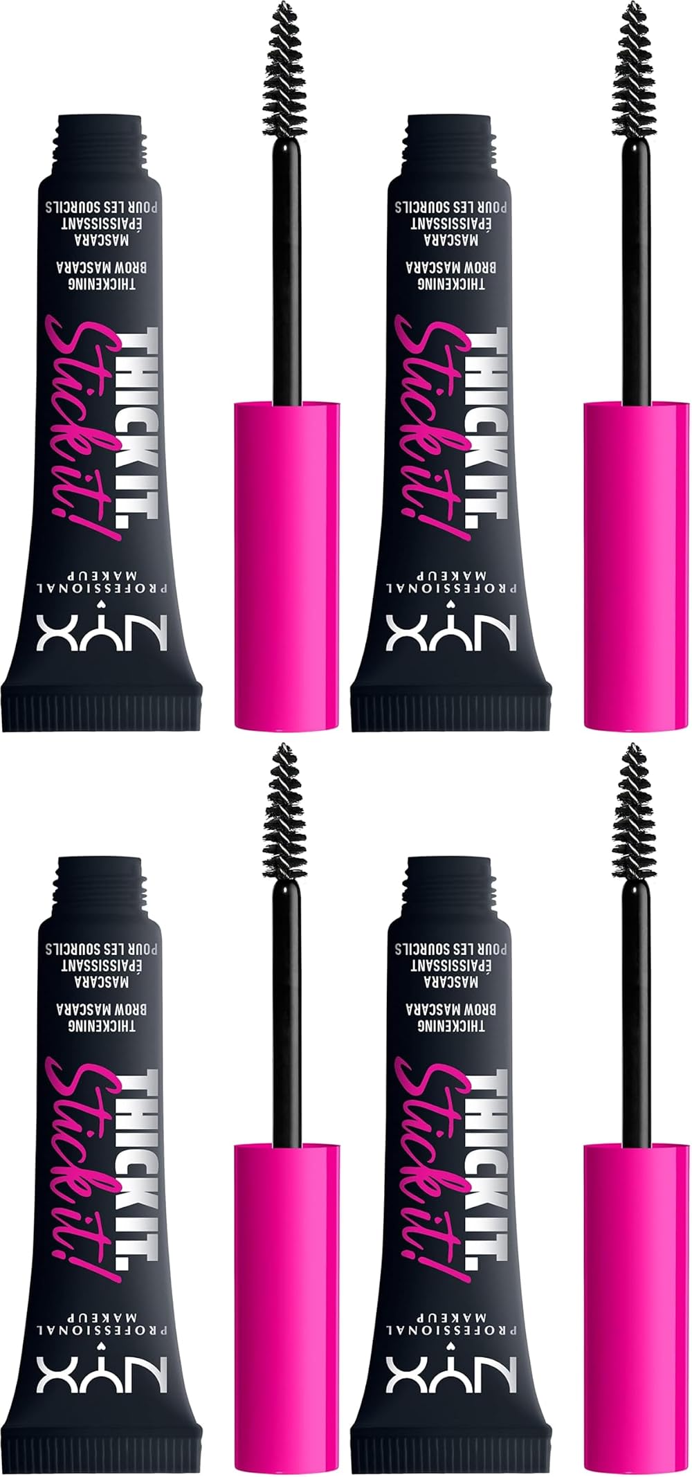 NYX Thick It. Stick It! Brow Mascara Four Pack Black 16hr Wear