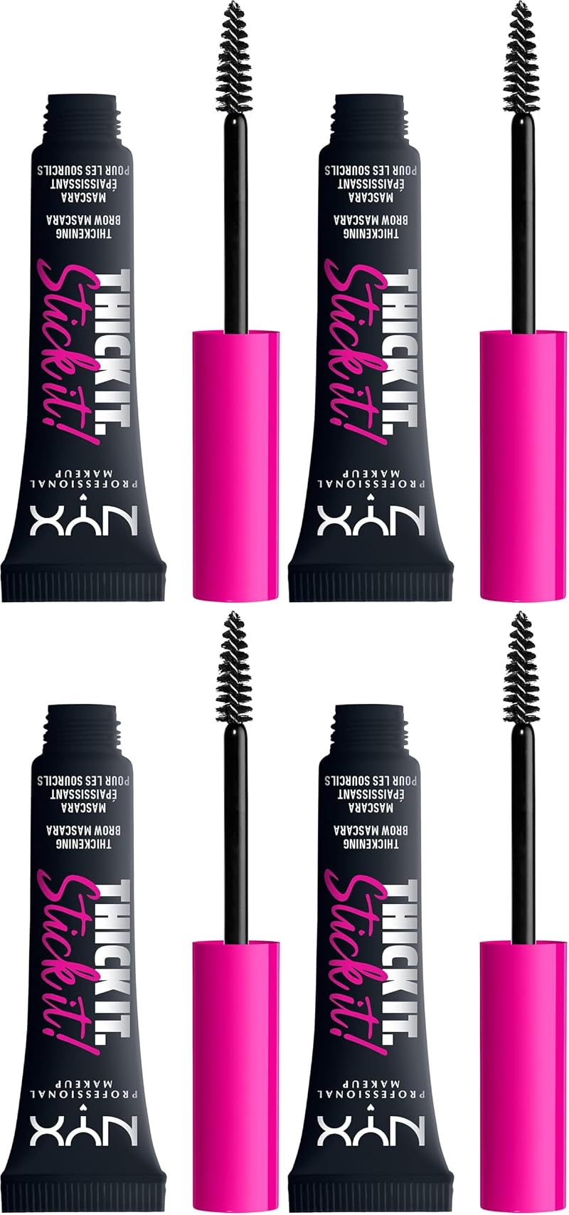 NYX Thick It. Stick It! Brow Mascara Four Pack Black 16hr Wear