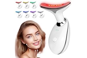 IOBTY Face Neck Massager with 7-Color Light Modes for Skin Care,Tightening,Smoothness - Red LED Light Therapy Device Triple-Action Beauty Tool