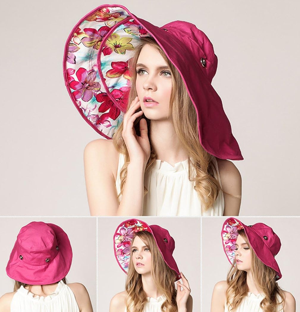 Kafeimali Women/&rsquo;s Large Wide Brim Floppy Bucket Hat Sun Summer Beach Caps UPF 50+