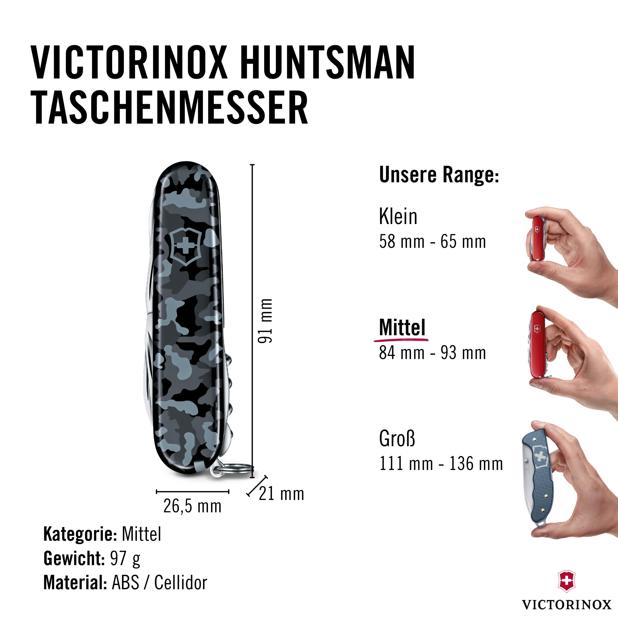 Victorinox Schweizer Taschenmesser Huntsman, Multitool, Swiss Army Knife mit 15 Funktionen, Klinge, Korkenzieher, Dosenöffner, Faltschachtel, Navy Camouflage 3