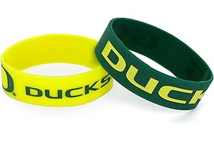 AMINCO NCAA Oregon Ducks 2 Pack Wide Bracelets, Team Colors, One Size
