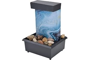 Tabletop Fountains, Desktop Water Fountain with LED Light Relaxation Indoor Fountain Ornament for Home Office Bedroom Decor, 