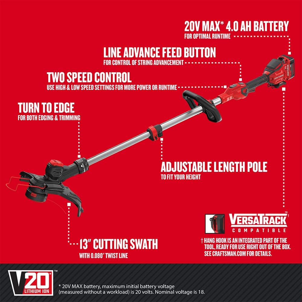craftsman 20v battery weed eater