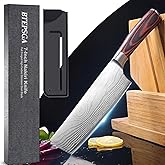 BTEPSGA Japanese Nakiri Knife-7", High Carbon Stainless Steel Nakiri Chef Knife, Ultra-Sharp Multipurpose Kitchen Knife for Meat & Vegetables, Ergonomic Pakkawood Handle