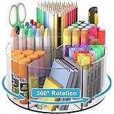 Rotating Markers Organizer for Kids, Acrylic Lazy Susan Organizers for Desks, 360 Degree Spinning Pencil Holders Pen Holders, Clear Arts and Crafts Organizer Storage, Art Supply Storage 6 Compartments