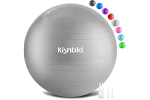 kisnbld Exercise Ball, Extra Thick Yoga Ball for Workout Pregnancy Stability, 4 Sizes Anti-Burst Balance Ball with Foot Pump - Heavy Duty Fitness Ball Chair for Office, Home & Gym