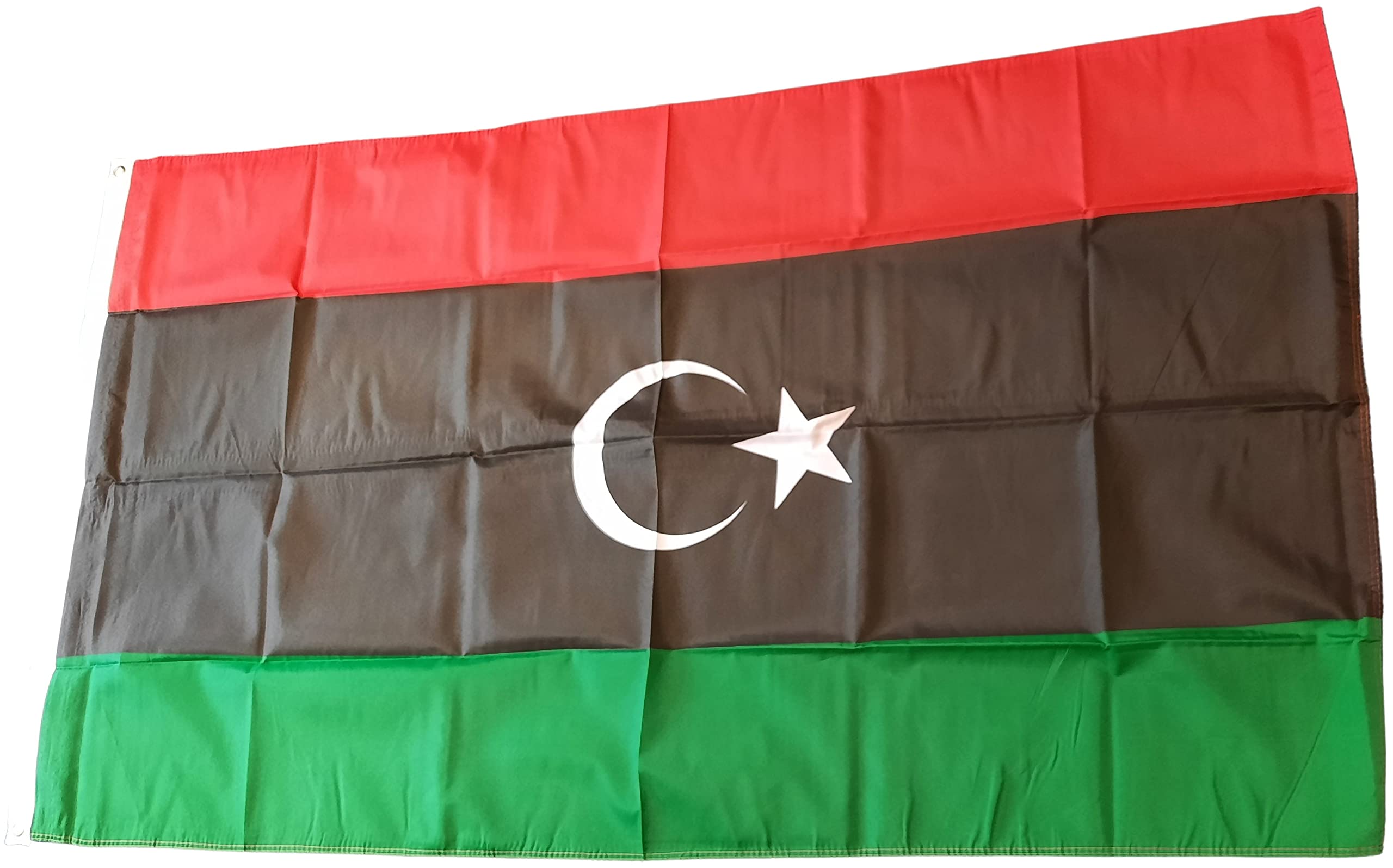 NWFlags Libya Flag 5ft x 3ft 75d Premium Polyester Suitable For Flagpoles | Strong Polyester 5x3 foot material large Libyan flag with 2 metal Eyelets
