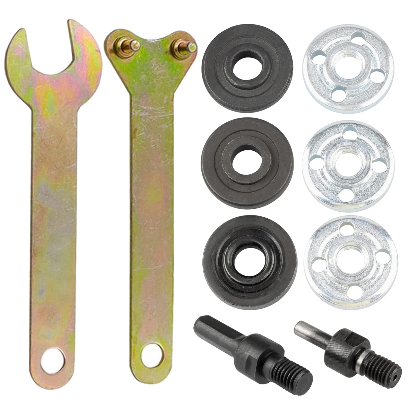 Bestgle 10pcs Drill to Angle Grinder Conversion Kit, 6mm & 10mm Connecting Rod Converter Set with Spanners & Flange Nuts, Electric Drill to Angle Grinder Tightening Tool Accessories