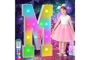 imprsv 4FT Colorful Marquee Light Up Letters M, 18 Colors Light Up Letters Alphabet Sign with Remote, Marry Me Light Up Letters, Large Letters for Birthday Engagement Anniversary Wedding Party Decor