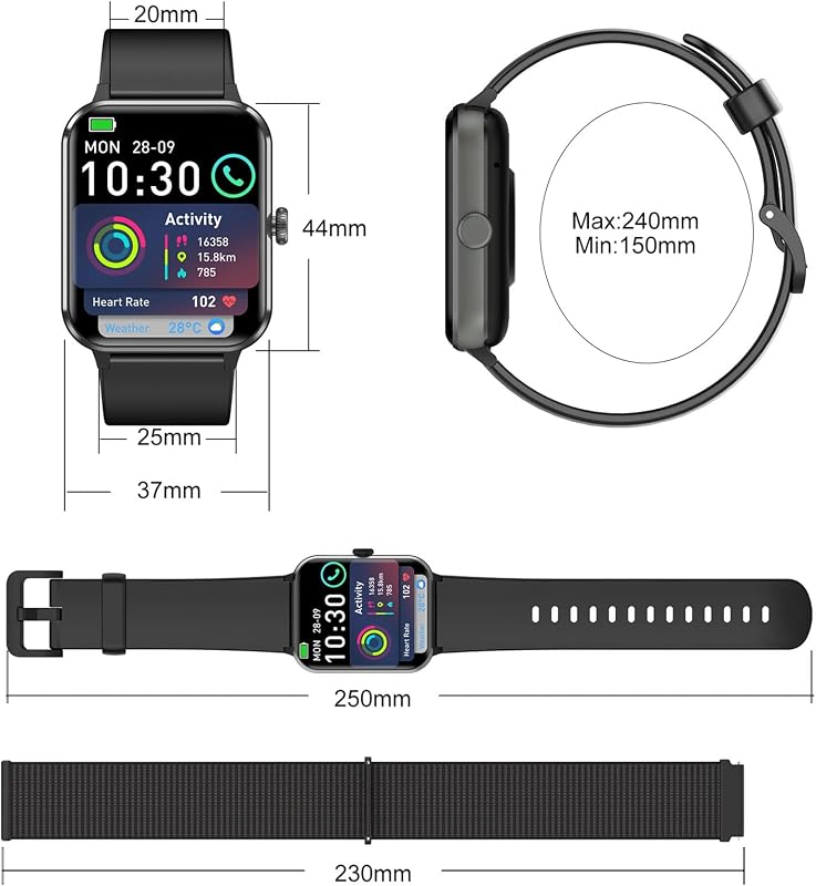 Smartwatch Hombre (Realizar/Recibir Llamadas), 1.85" Reloj Inteligente Hombre - Pulsómetro/Oxímetro/Sueño, Whatsapp Mensajes, Pulsera Actividad - 100 Modos Deportivos, Podómetro, Android iOS