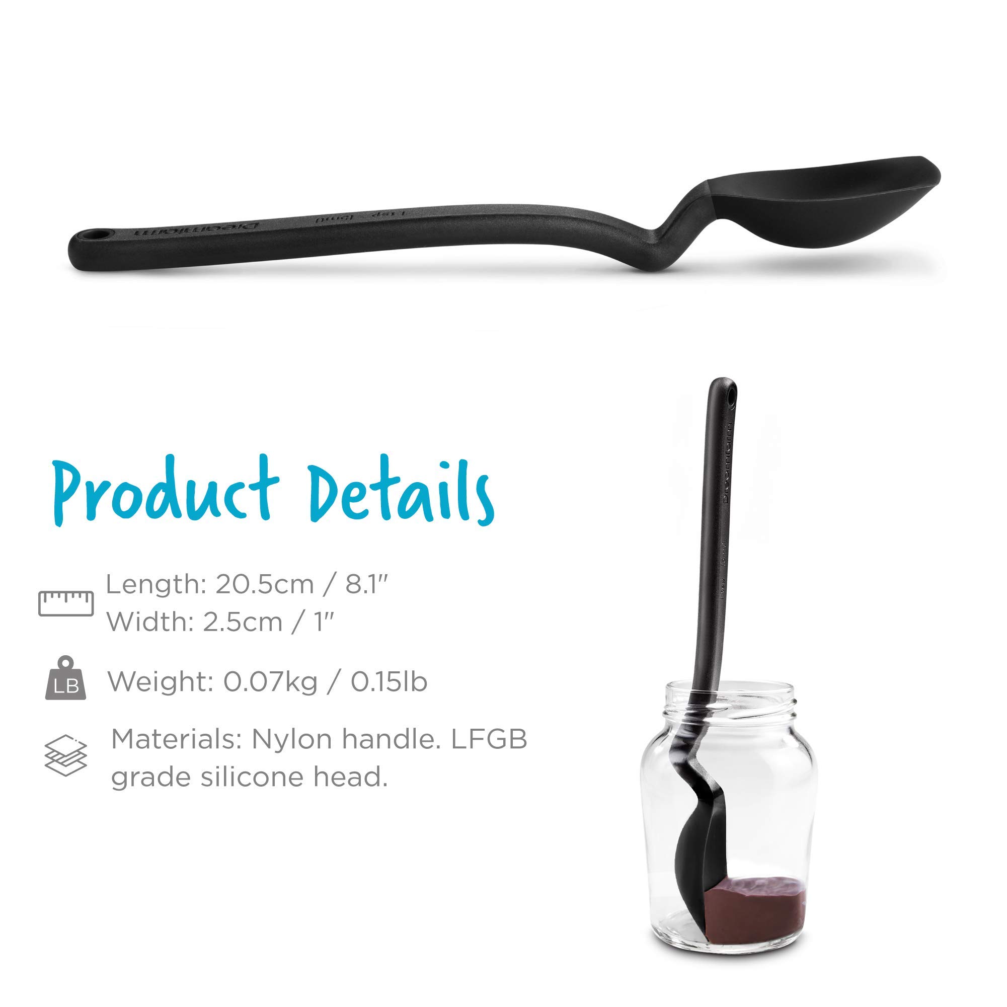 Dream Farm Dreamfarm Mini Spoon Mini Supoon Black (Black) Single Cup = TSP 1 Cup Heat Resistant Silicone Spatula (Spatula) Hand Cleaner