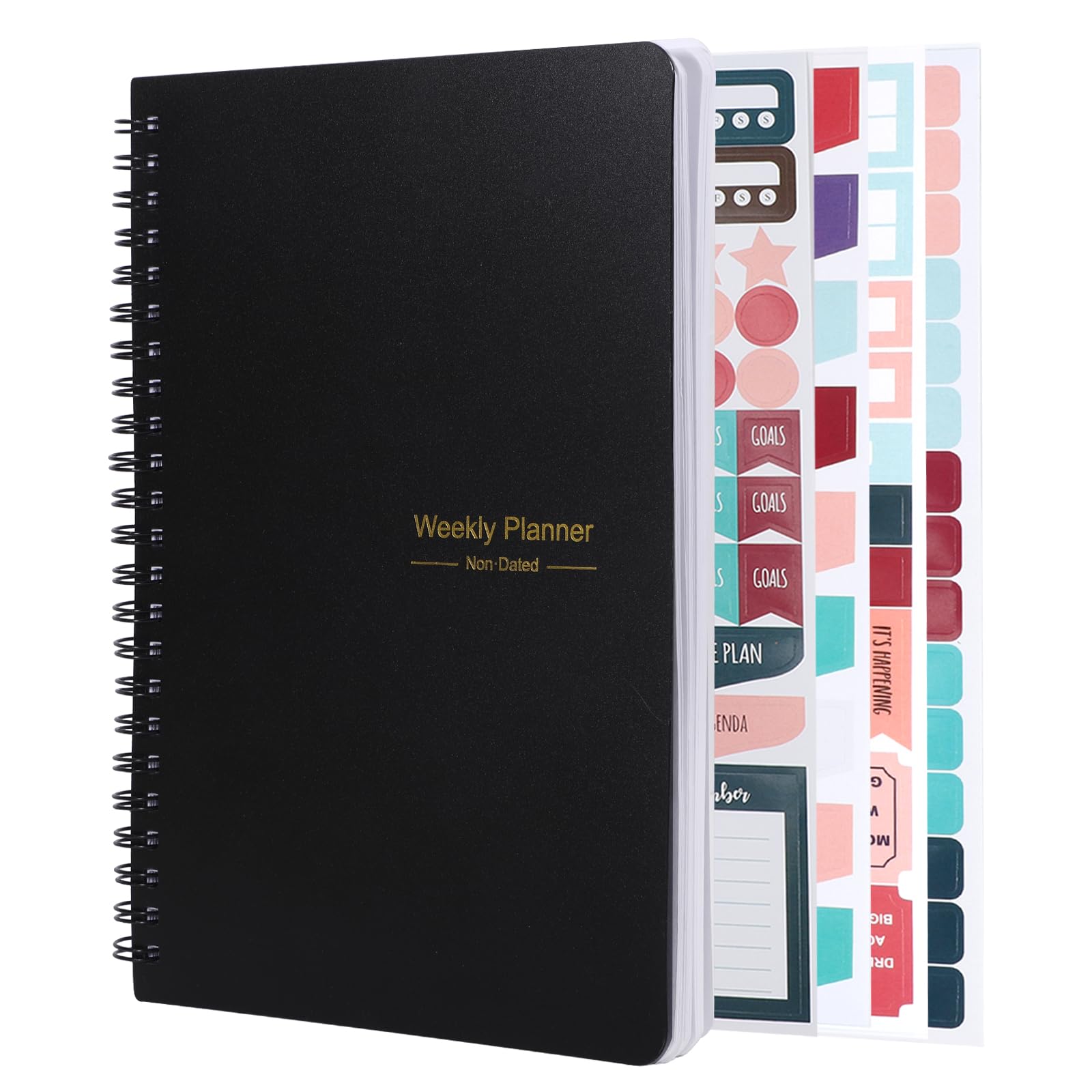 Weekly Planner Notebook, A5 To Do List Notebook 52 Weekly Goals Planner with Habit Tracker Daily Planner for Students School Work Productivity（Black） — image 1