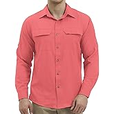 Mens Long Sleeve Sun UV Protection Shirt Cooling Quick Dry Fishing Shirts for Travel Outdoor Camping Hiking UPF 50+