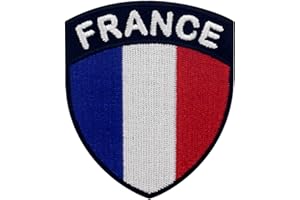 EmbTao France Shield Flag Patch Embroidered Applique Iron On Sew On French National Emblem