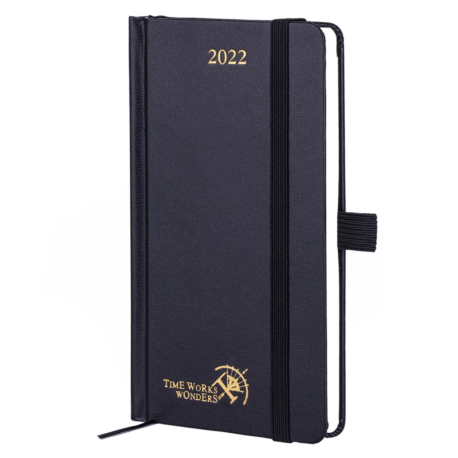 POPRUN Pocket Diary 2022 Week to View 16.8 x 9 cm Hardback - Slim Weekly Planner with Monthly Planning, Note & Address Pages - Black