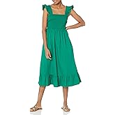 The Drop Womens Kimi Ruffled Shoulder Smocked Midi Dress