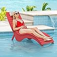 Homenjoy Pool Lounge Chairs - Anti-Floating HDPS Design for Pools & Backyard Sun Decks, Weighted Pool Chairs and Lounges for Poolside or Outside, Includes Headrest, Bright Red