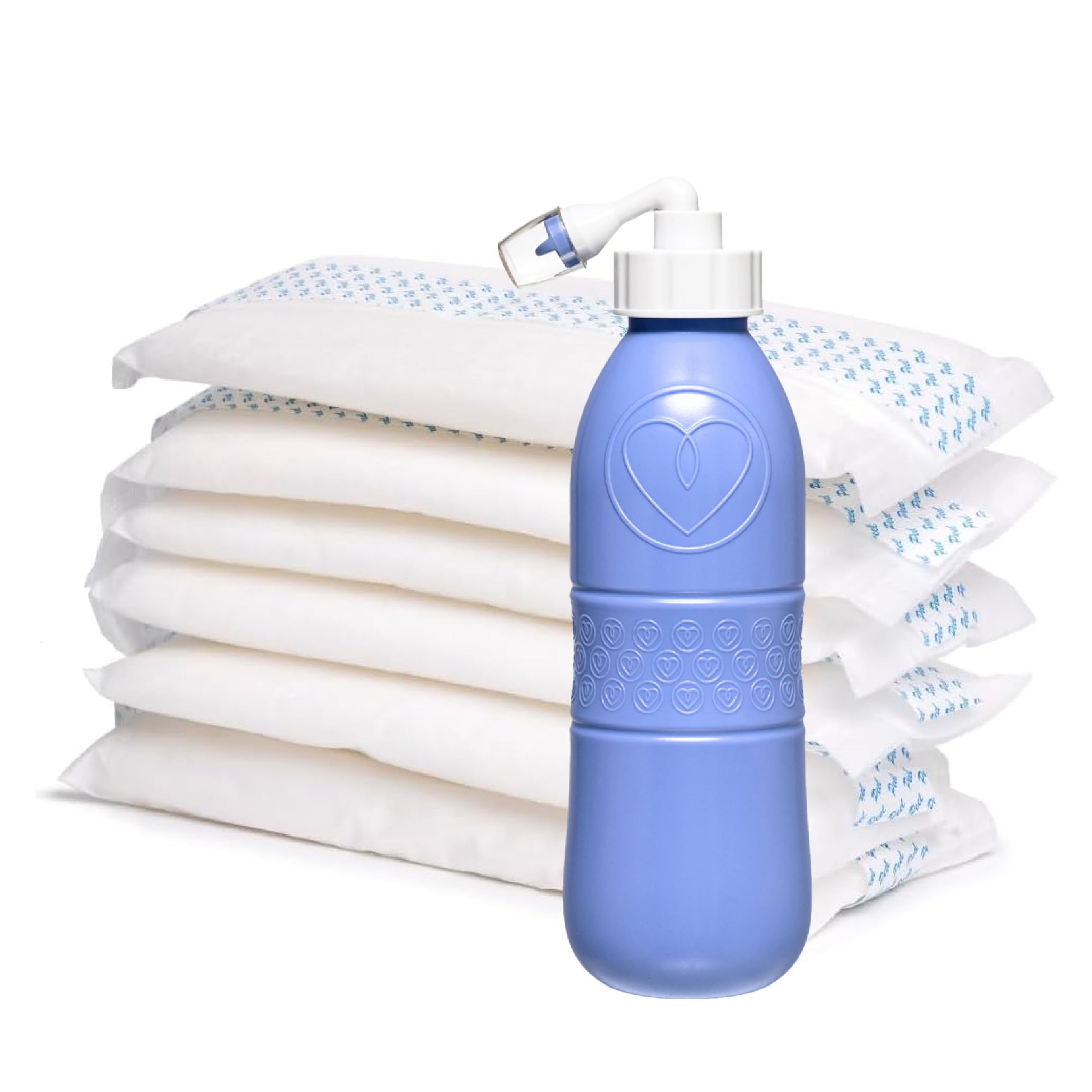 First Days Maternity Instant Perineal Cold Packs and Peri Bottle Duo, Postpartum Essentials, Easy-to-Use, 6 Instant Cold Packs with a Blue Peri Bottle