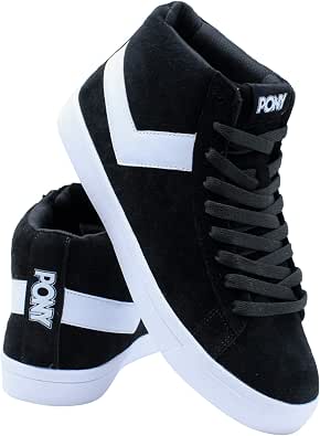 Amazon.com: Pony Mens clásico de cuero alto zapatillas, negro, 11 : Ropa,  Zapatos y Joyería