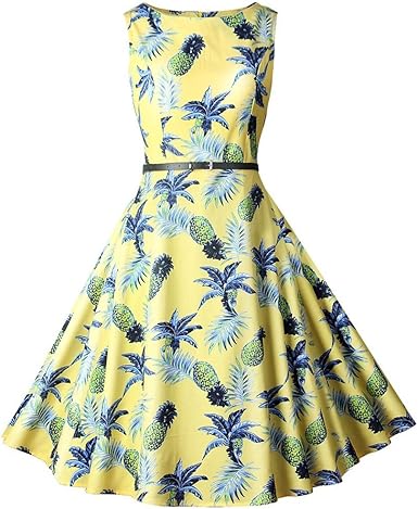 printed high waist and large swing evening dress