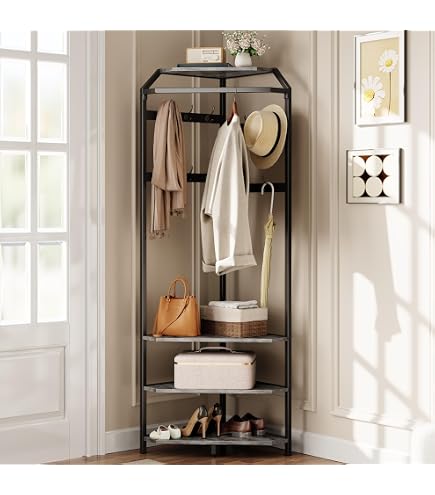 Amazon.com: ZHBHYZ corner coat rack,corner clothing rack with 6