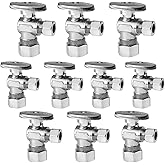 GUOFIS 10 Pack Angle Stop Valve,1/4 Turn Water Shut Off Valves,1/2" Nominal (5/8" OD) Compression Inlet x 3/8" OD Compression