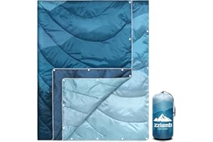zzlamb Camping Blanket for Cold Weather,Outdoor Puffy Blanket Portable Down Alternative,Windproof Warm Cloak with Snaps,Cozy Quilt Backpacking Picnic RV Travel Plane Car Hammock Beach Climbing
