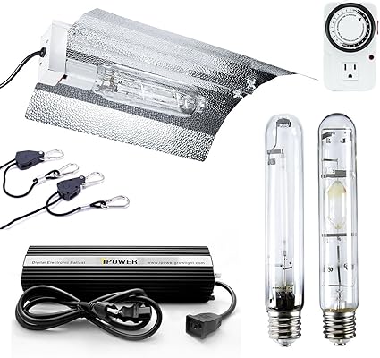 ipower glsetx400dhmwing20t 400 watt hps mh digital dimmable ballast grow light system kits horticulture wing reflector hood set with timer 400w
