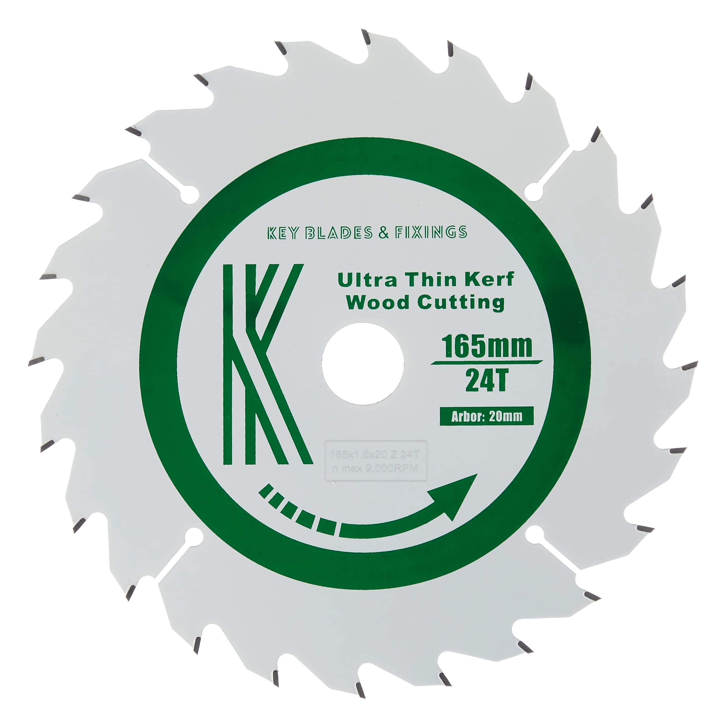 165mm x 20mm x 1.6mm 24 Tooth Track/Circular Saw Blade - 4001 D2