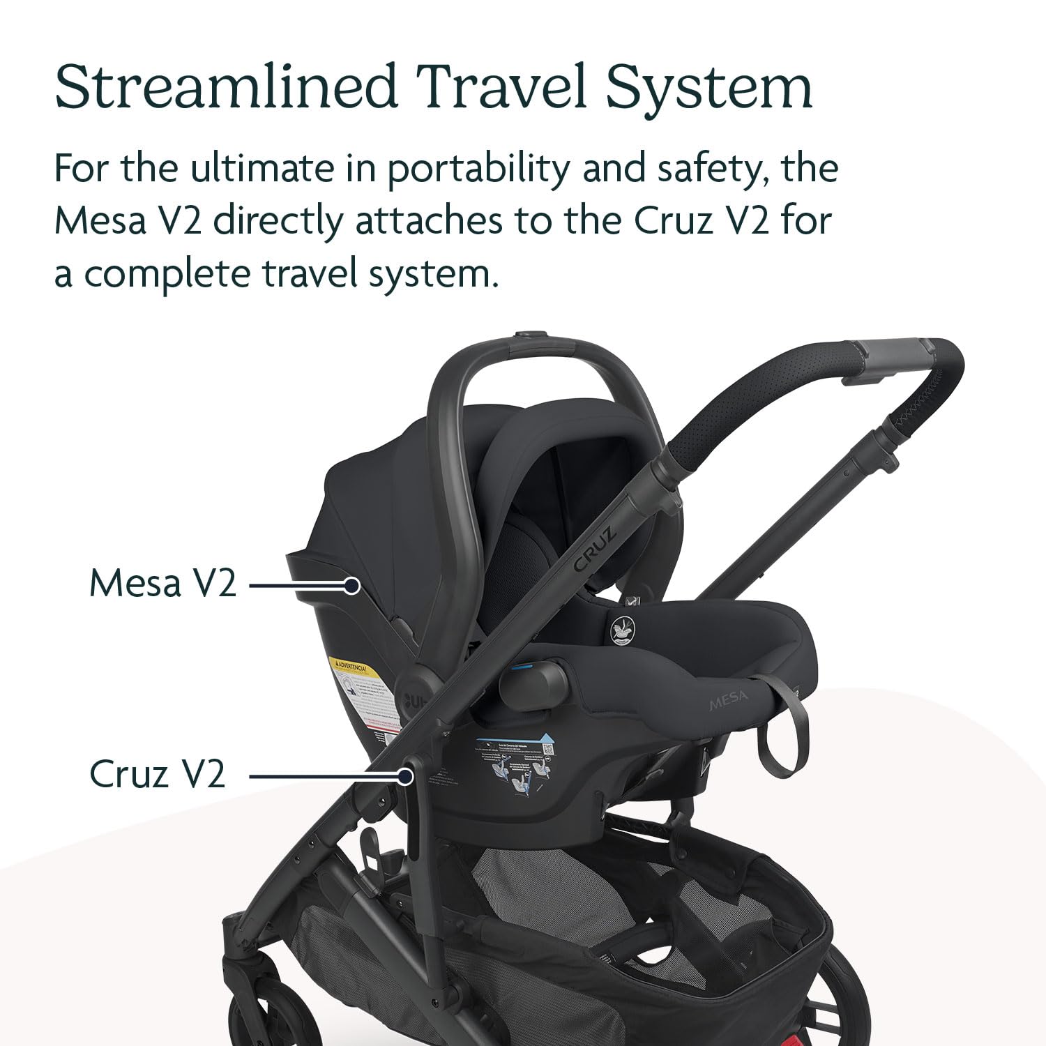 UPPAbaby Travel System, Includes Cruz V2 Stroller + Mesa V2 Car Seat Combo/Toddler Seat, Bumper Bar, Bug Shield, Rain Shield, Car Seat, Base + Robust Infant Insert Included/Anthony+Stella