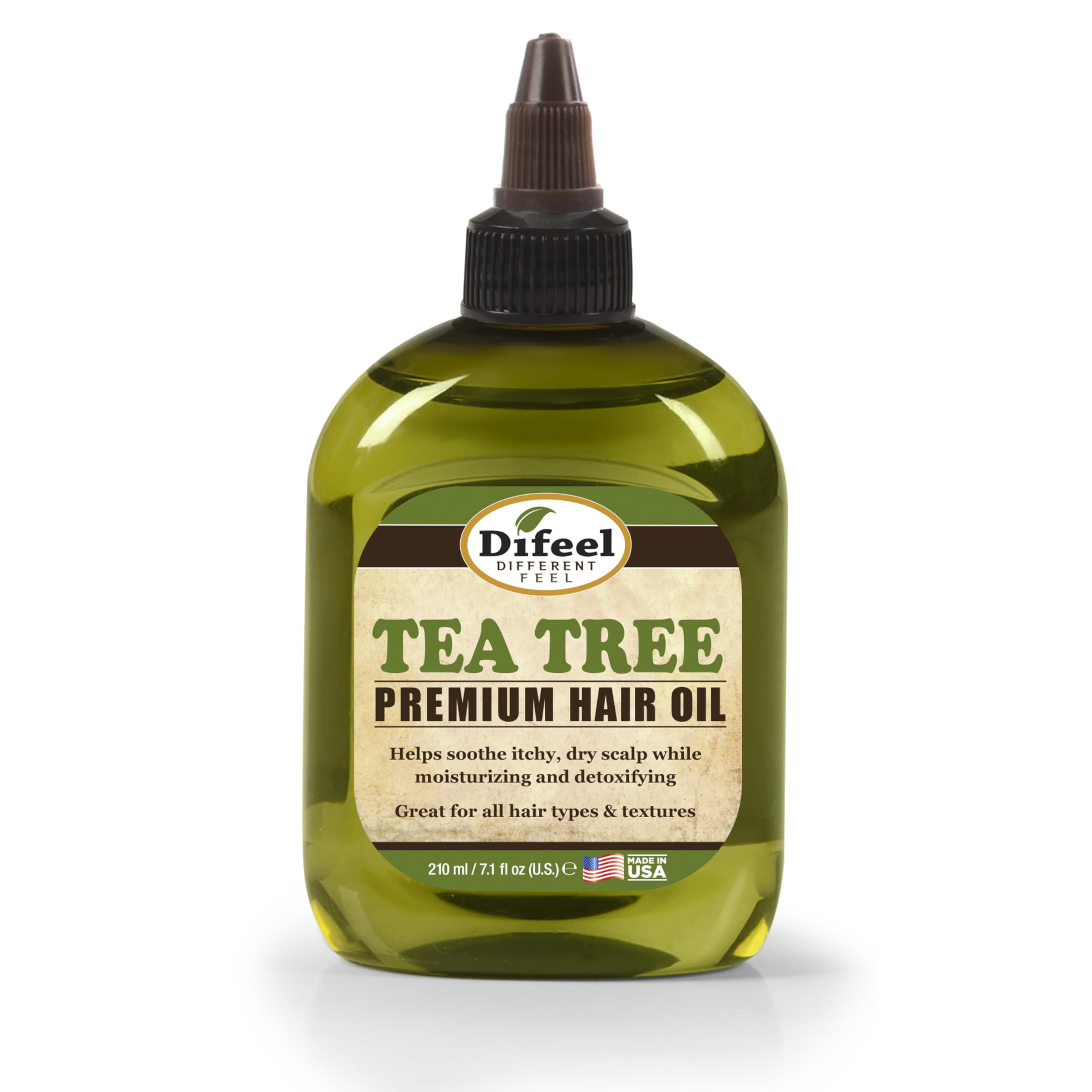 Difeel Premium Natural Hair Oil - Tea Tree Oil, For Itchy Dry Scalp, Pure Herb Formula With Vitamins, Strengthens & Repairs Hair Follicles, Eliminates Itching & Dandruff, For All Hair Types 210 ml