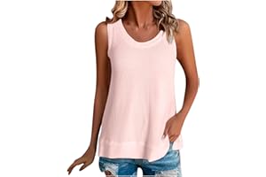 babysbule Summer Tank Tops for Women 2024 Sleeveless Tunic Tops Lightweight Tank Tops Camisole Tops Loose Fit Basic Tops
