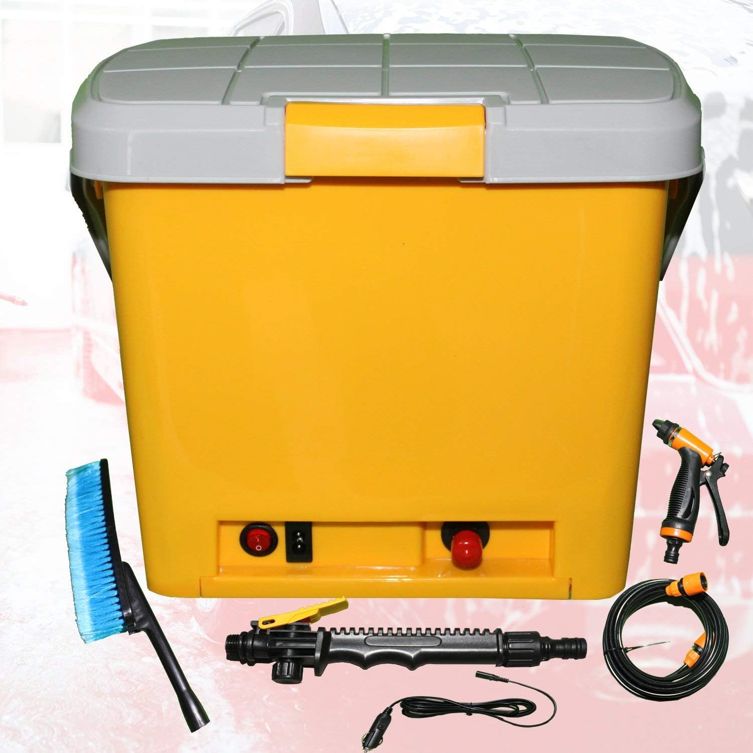 WIDECARE High Pressure Portable Car Washer with Electric Clean Spray Gun, High Pressure Water Pump, Brush, Storage Box, High Pressure Wand Perfect for Washing Vehicle, Cars