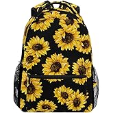 ALAZA Sunflower Print Floral Backpack Purse for Women Laptop iPad Tablet Travel School Bag w/Multiple Pockets