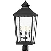 zeyu Large Outdoor Lamp Post, 26'' 3-Light Post Light Fixture for Garage Courtyard, Waterproof Aluminum with Seeded Glass Sha