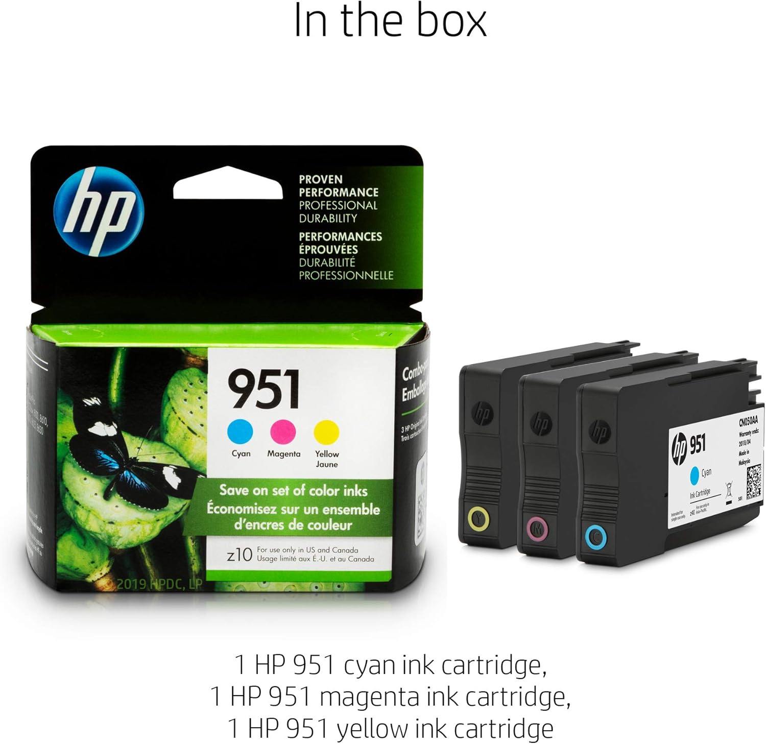 HP 951 CR314FN Color Ink Officejet Pro CMY 8600 8610 8615 Apr 2020 Ink