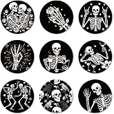 ANATTASOUL Funny Skeleton Skull Wooden Coasters Set of 9 Bulk(3.9