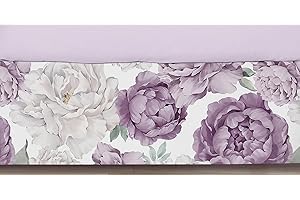 Sweet Jojo Designs Lavender Purple Boho Shabby Chic Floral Girl Baby Crib Skirt Bed Dust Ruffle Bedskirt Nursery Tailored Straight Flat Lilac Violet Ivory Bohemian Vintage Garden Watercolor Flower
