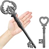 Zezzxu Large Iron Skeleton Key, Giant Cast Iron Key Prop Big Decorative Key for Wall Decors