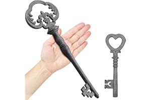 Zezzxu Large Cast Iron Skeleton Key, 2 PCS Vintage Cast Iron Decorative Wrought Iron Crafts Key for Home Wall Decor